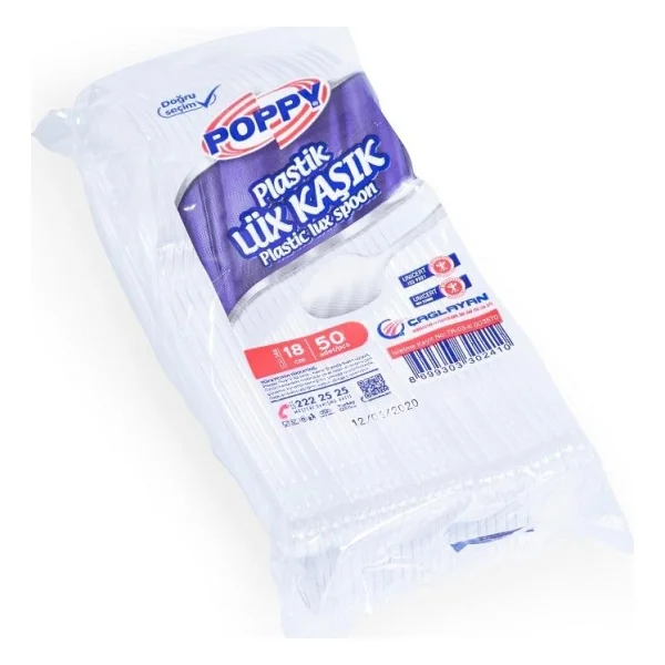 Poppy Plastik Lux Seffaf Kasik - 18 Cm. - 3.2 Gr. - 50 Adetlik 60 Paket - Koli - Görsel 2