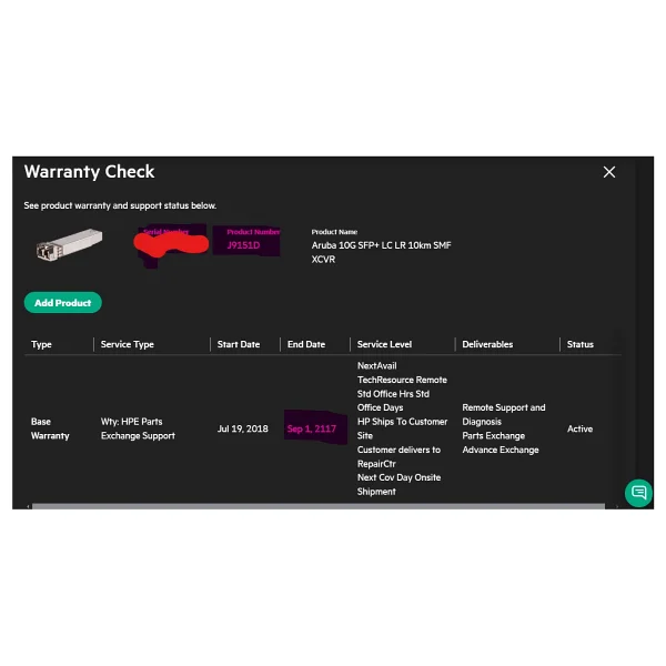 Hp Aruba J9151d Sfp+ 10gbps Lr 10km Smf Xcvr Transceiver Orjinal Kutusunda Garantili - Görsel 2