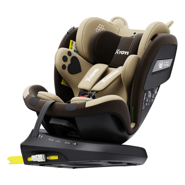 Yoyko Bear 360° Dönebilir Yatabilir Isofix Kahverengi 0-36 Kg Oto Koltuğu - Görsel 9