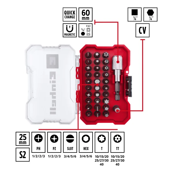 Einhell XS-Case 49118693 32 Parça Matkap Vidalama Ucu Seti - Görsel 2