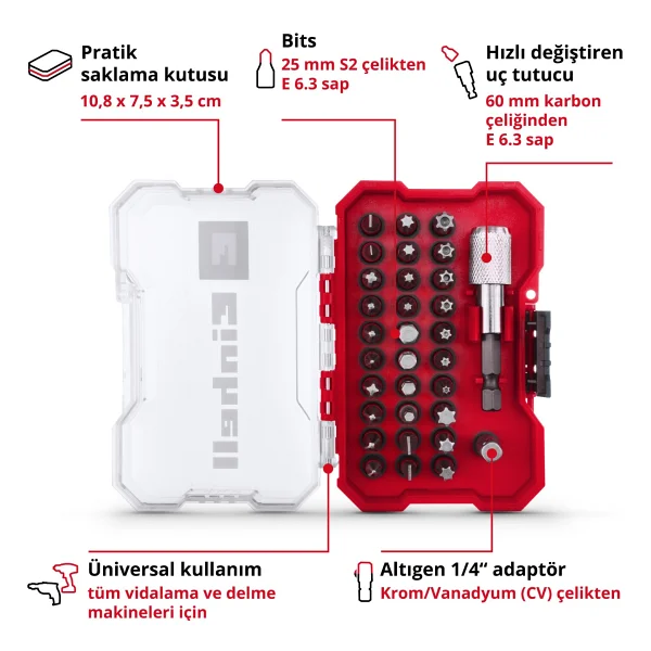 Einhell XS-Case 49118693 32 Parça Matkap Vidalama Ucu Seti - Görsel 3