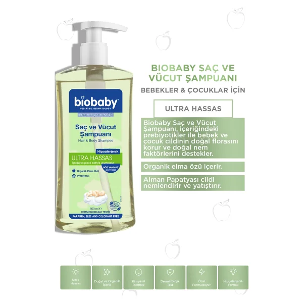 Biobaby Ultra Hassas Bebek Saç Ve Vücut Şampuanı 500 Ml 3 Adet - Görsel 7