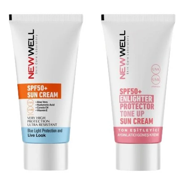 New Well Güneş Kremi Yüksek Koruma Spf 50+ Aloe Vera + New Well Yüksek Koruma Etkili SPF50 Pembe Yüz Güneş Kremi 50 Ml - Görsel 2