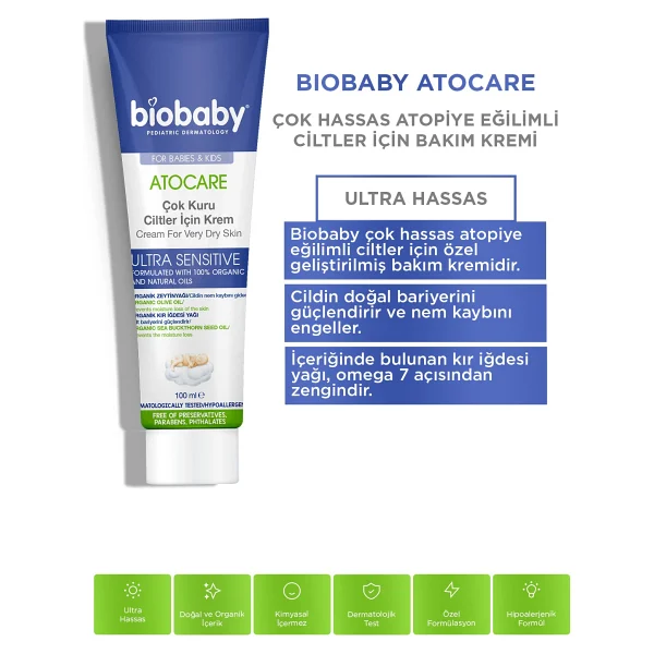 Biobaby Atocare Ultra Sensitive Şampuan 300 Ml Ve Krem 100 Ml İkili Set Çok Kuru Ciltler İçin - Görsel 3
