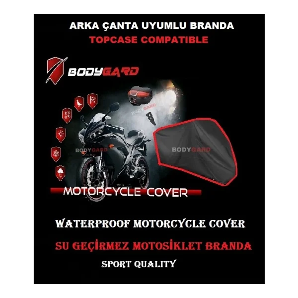 Bodyguard Yamaha Neos Motosiklet Brandası Arka Çanta Uyumlu Branda,örtü - Görsel 6