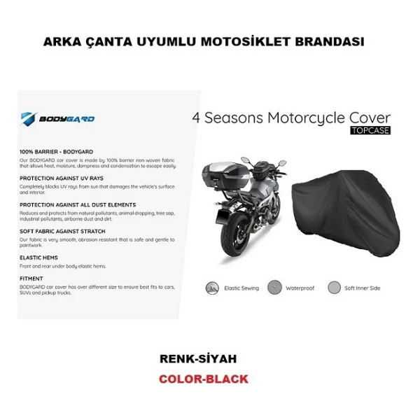 Bodyguard Yamaha Neos Motosiklet Brandası Arka Çanta Uyumlu Branda,örtü - Görsel 2