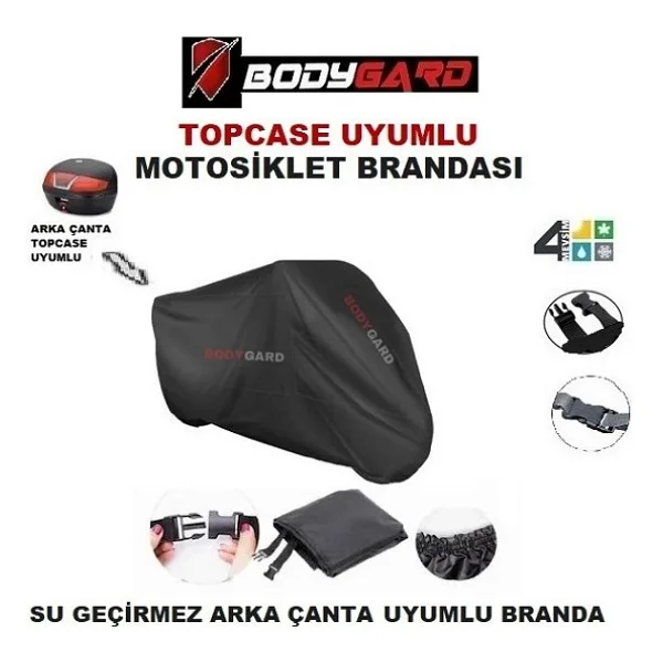 Bodyguard Yamaha Neos Motosiklet Brandası Arka Çanta Uyumlu Branda,örtü - Görsel 3