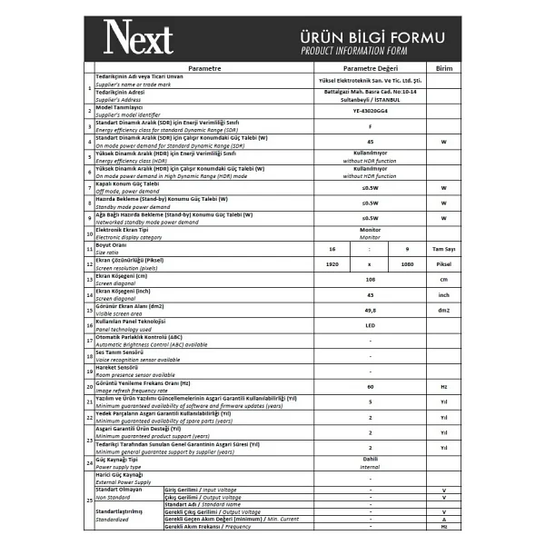 Next Ye-43020gg4 Full HD 43" 109 Ekran Uydu Alıcılı Google Smart LED TV - Görsel 5
