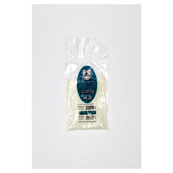 Zenith 2,5x150 Beyaz Kablo Bağı & Plastik Kelepçe & Cırt Kelepçe 100 Adet (Paket) - 2.5x150 - Görsel 3