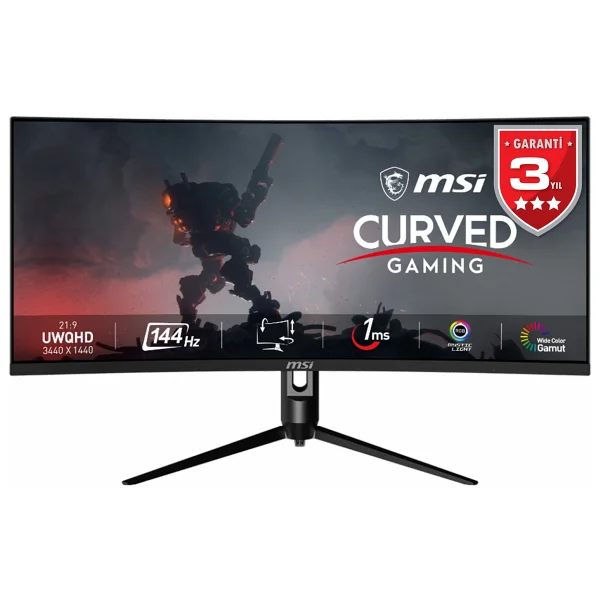 Msı Optix Mag342cqr 34" 1 Ms Wqhd Curved 144 Hz Oyuncu Monitörü - Görsel 6