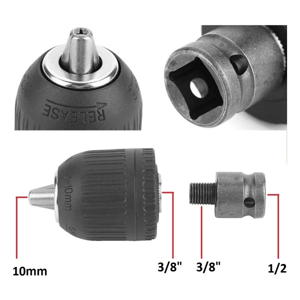 Depolife 1/2 Matkap Için Chuck Mandrenli Adaptör Somun Sökme Sıkma Makinesi Için Mandrene Dönüştürme Paratı - Görsel 3