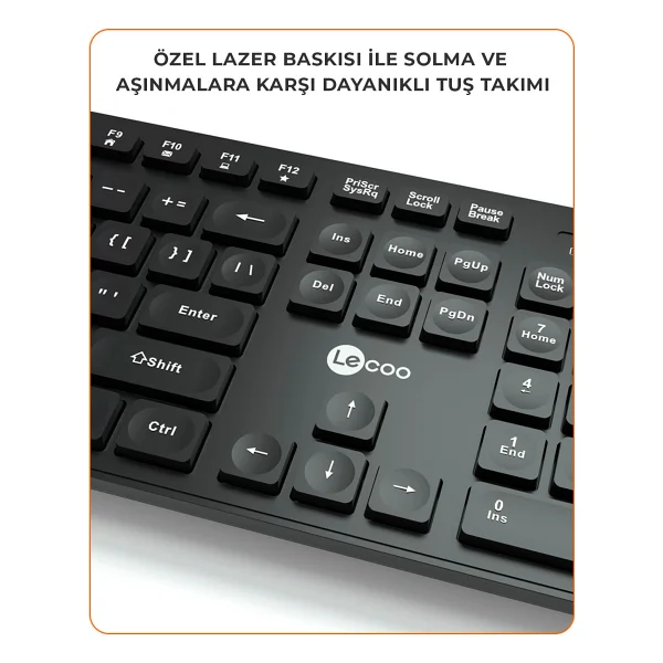 Lenovo Lecoo Kw201 Siyah Kablosuz Klavye Mouse Seti - Görsel 3