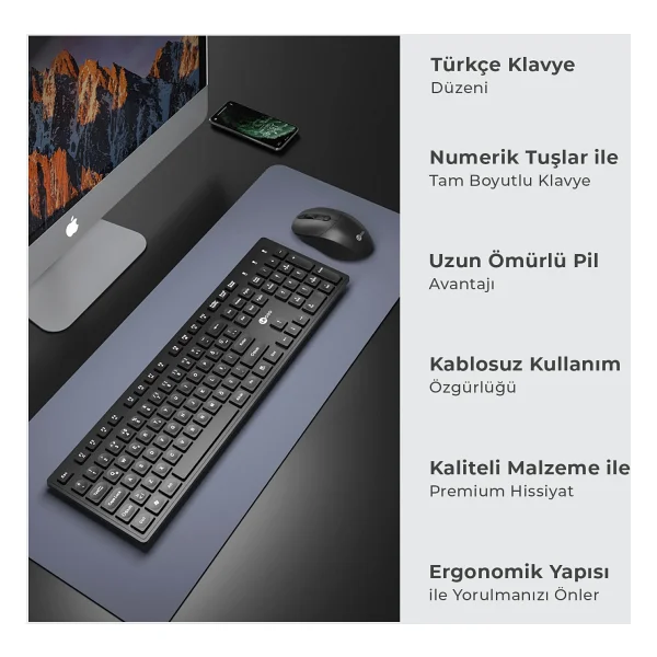 Lenovo Lecoo Kw201 Siyah Kablosuz Klavye Mouse Seti - Görsel 4