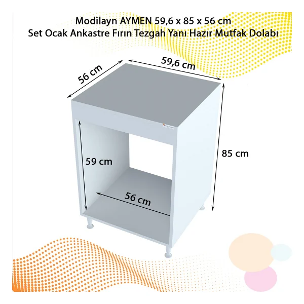 Modilayn Aymen 60 Cm Ankastre Fırın Modülü - Set Üstü Ocak Altı Fırın Dolabı (60X85x56 Cm) - Görsel 2