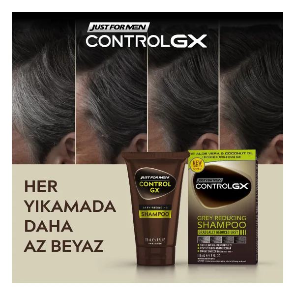 Just For Men Control GX Saç Beyaz Azaltıcı Şampuan 118 ml Tüm Saç Tipleri için Belirginleştirici Etki - Görsel 4