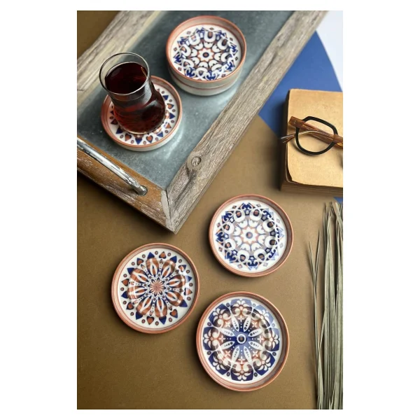 Tabak Evi Mozaik Sefa Kırmızı 10 Cm 6'lı Çay Tabağı - Görsel 6