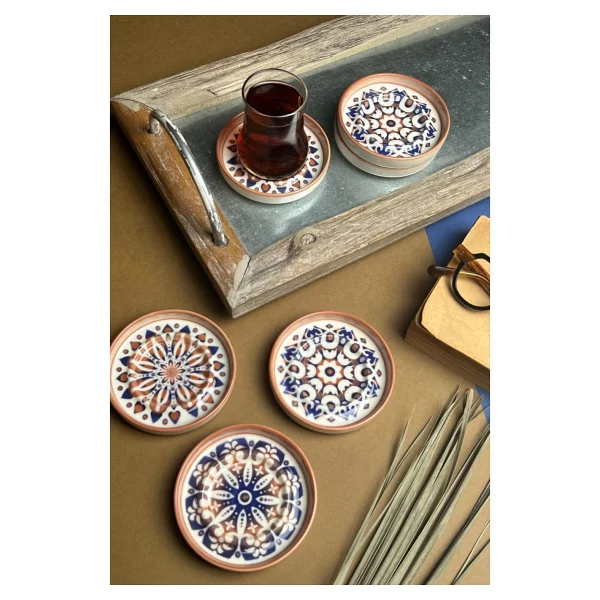 Tabak Evi Mozaik Sefa Kırmızı 10 Cm 6'lı Çay Tabağı - Görsel 7