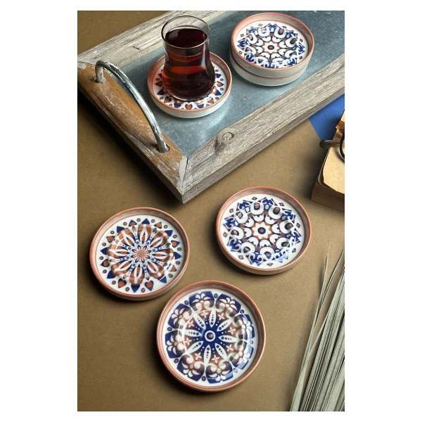 Tabak Evi Mozaik Sefa Kırmızı 10 Cm 6'lı Çay Tabağı - Görsel 8