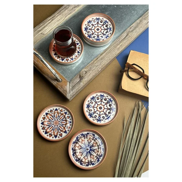 Tabak Evi Mozaik Sefa Kırmızı 10 Cm 6'lı Çay Tabağı - Görsel 9