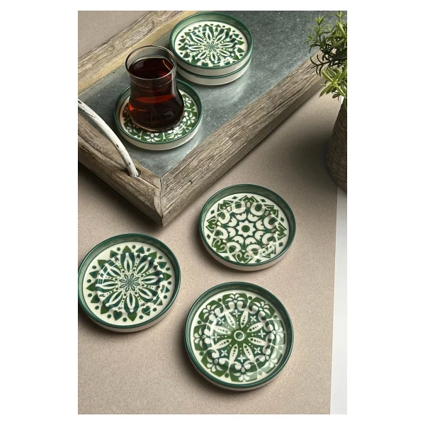 Tabak Evi Mozaik Sefa Yeşil 10 Cm 6'lı Çay Tabağı - Görsel 4