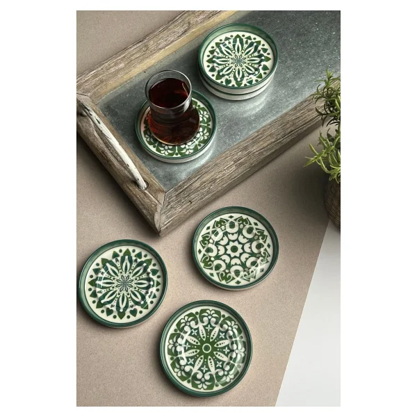 Tabak Evi Mozaik Sefa Yeşil 10 Cm 6'lı Çay Tabağı - Görsel 2