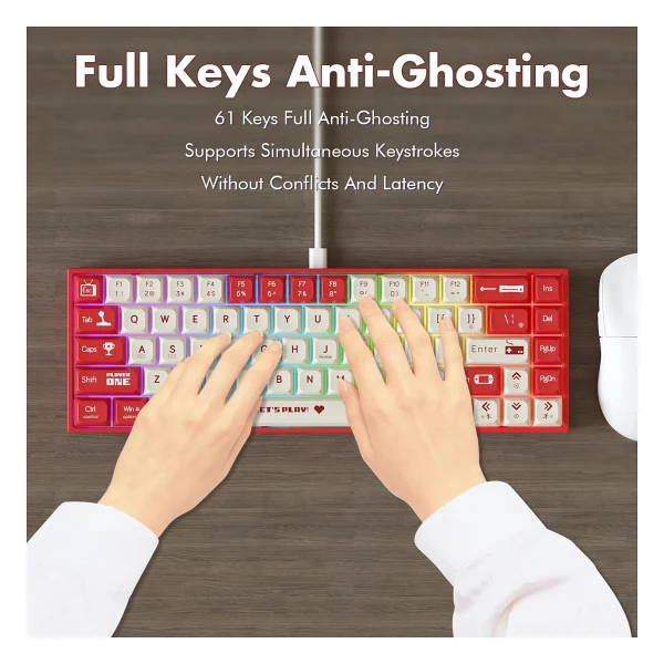 Ajazz AK680 %65 TKL Red Switch Kablolu Mekanik Oyuncu Klavyesi - Görsel 10