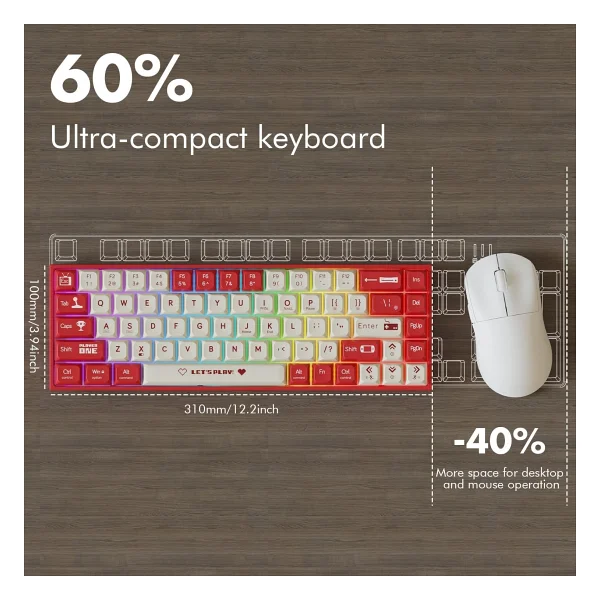 Ajazz AK680 Kırmızı %65 TKL Red Switch Kablolu Mekanik Oyuncu Klavyesi - Görsel 5