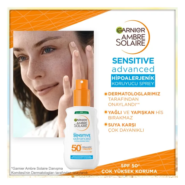Garnier Ambre Solaire Sensitive Advanced 150 Ml 50 Faktör Güneş Spreyi - Görsel 10