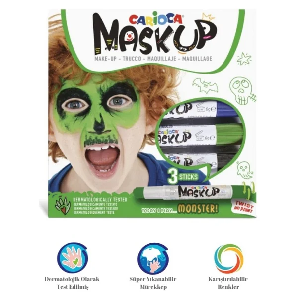 Carioca Mask Up Canavarlar 3 Renk Yüz Boyası - Görsel 5