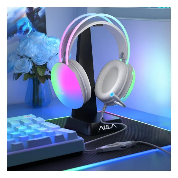 Aula S505 Pembe RGB USB Kablolu Kulak Üstü Oyuncu Kulaklığı - Görsel 5