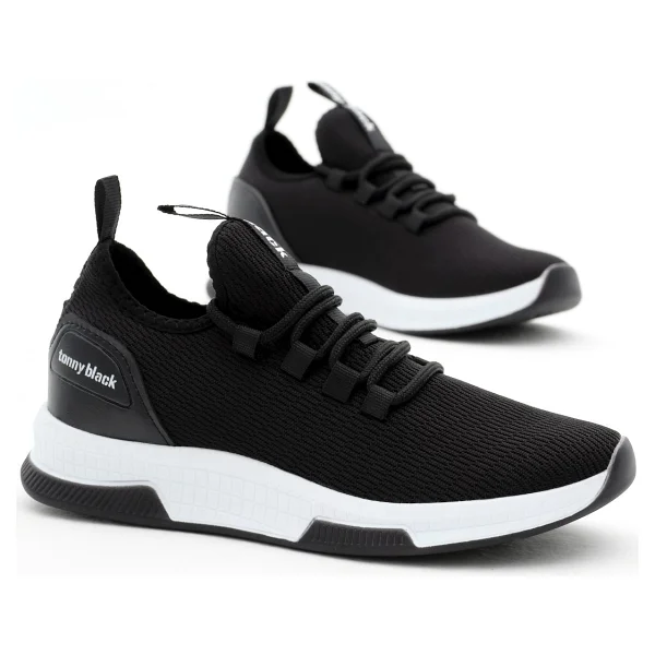 Tonny Black Unisex Siyah Beyaz Nefes Alabilen Kumaş Poli Taban Bağcıklı Spor Ayakkabı Düz Taban - 41 - Görsel 2