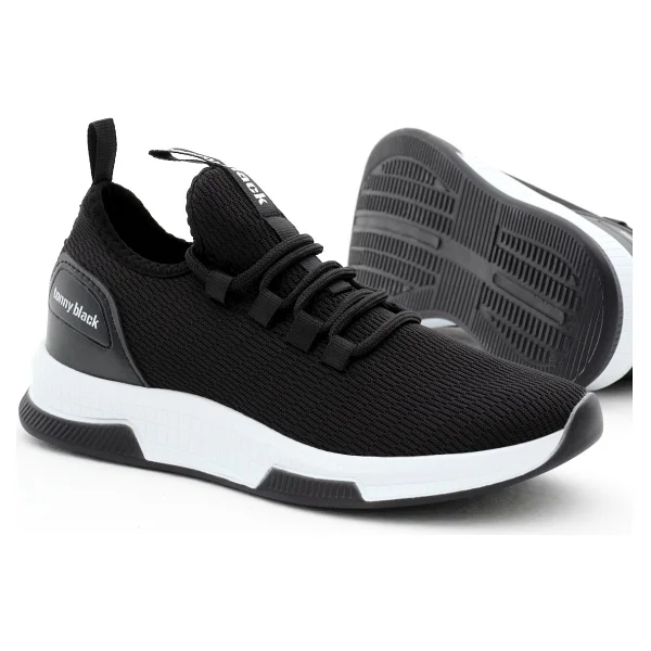 Tonny Black Unisex Siyah Beyaz Nefes Alabilen Kumaş Poli Taban Bağcıklı Spor Ayakkabı Düz Taban - 41 - Görsel 6