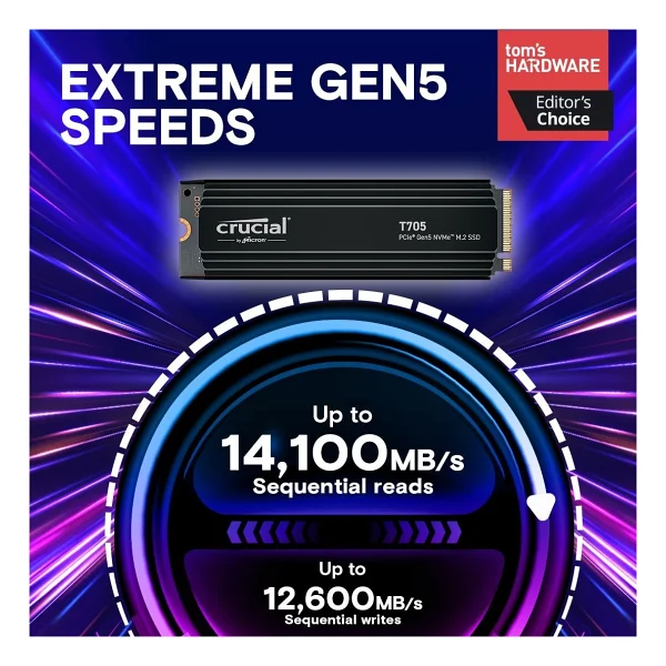 Crucial T705 Ct4000t705ssd5 Soğutuculu Pcı-Express 5.0 4 TB M.2 SSD - Görsel 3