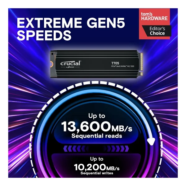 Crucial T705 Ct1000t705ssd5 Soğutuculu Pcı-Express 5.0 1 TB M.2 SSD - Görsel 3