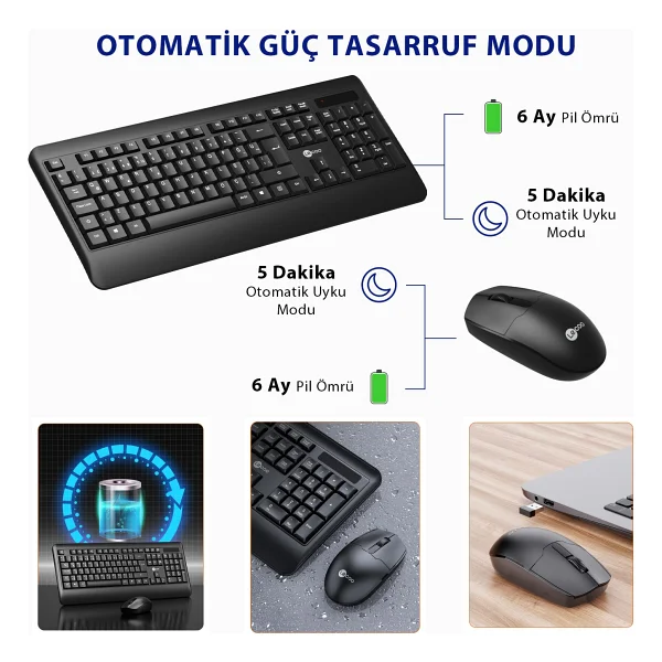 Lenovo Lecoo Kw202 Siyah Kablosuz Klavye Mouse Seti - Görsel 2