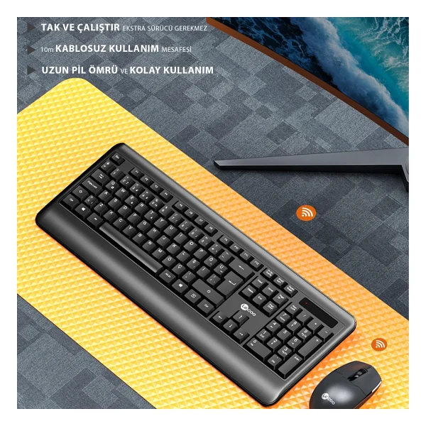 Lenovo Lecoo Kw202 Siyah Kablosuz Klavye Mouse Seti - Görsel 6