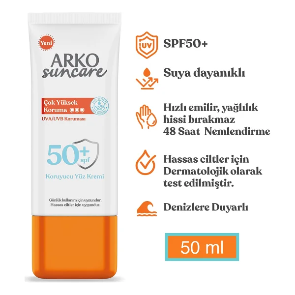 Arko Suncare Çok Yüksek Korumalı 50 Ml 50 Faktör Yüz Güneş Kremi - Görsel 6