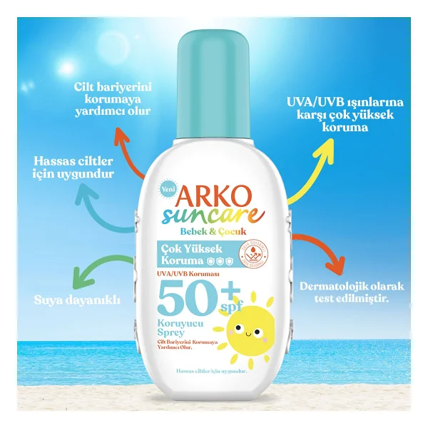 Arko Suncare Bebek & Çocuk Güneş Kremi 50+ Spf Tüm Cilt Tipleri İçin 200 Ml Suya Dayanıklı - Görsel 2