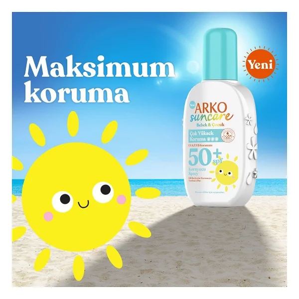 Arko Suncare Bebek & Çocuk Güneş Kremi 50+ Spf Tüm Cilt Tipleri İçin 200 Ml Suya Dayanıklı - Görsel 3