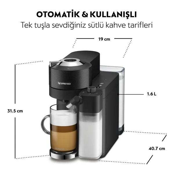 Nespresso Vertuo Lattissima Matte Black Kapsül Kahve Makinesi - Görsel 4