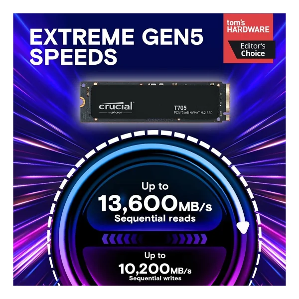 Crucial T705 Ct1000t705ssd3 Pcı-Express 5.0 1 TB M.2 SSD - Görsel 2