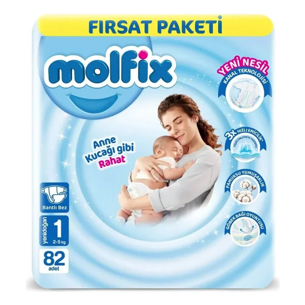 Molfix 1 Numara Yenidoğan 82'li Bebek Bezi - Görsel 3