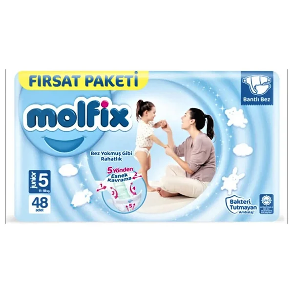 Molfix 5 Numara Junior 48'li Bebek Bezi - Görsel 7