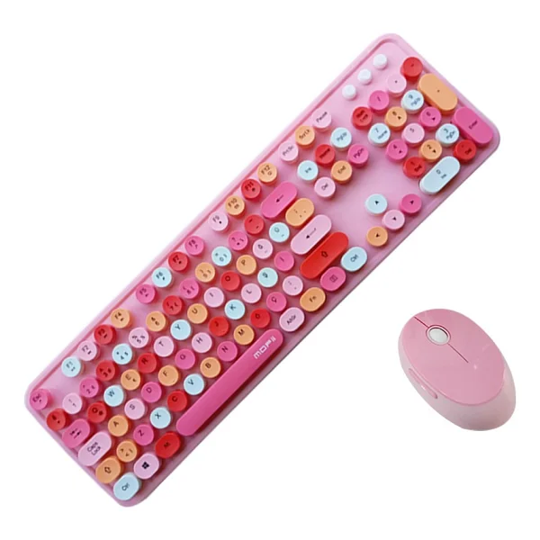 Microcase Mofii Sweet Serisi Renkli Kablosuz Klavye Mouse Set Türkçe AL4259 (Pembe) - Görsel 10