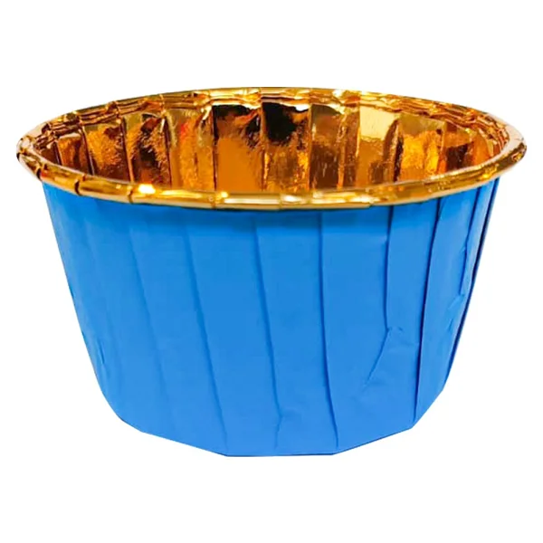 Dolphin Muffin Kağıt Karton Altın Mavi Cupcake Kek Kalıbı Kapsülü Kabı - 25 Adetlik 10 Paket - Görsel 3