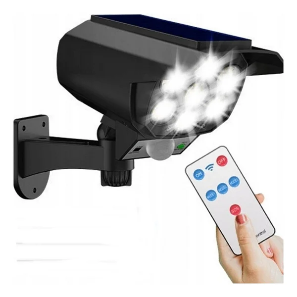 Gaman 77 LED Hareket Sensörlü Kumandalı Güneş Enerjili LED Solar Bahçe Lambası Armatürü Sahte Kamera - Görsel 4