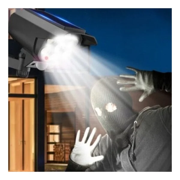 Gaman 77 LED Hareket Sensörlü Kumandalı Güneş Enerjili LED Solar Bahçe Lambası Armatürü Sahte Kamera - Görsel 5