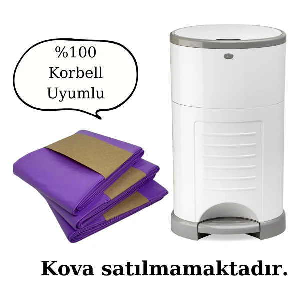 Korbell 16l Uyumlu Budibu Kirli Bebek Bezi Çöp Poşeti Yerli Üretim 3 Paket 1500 Adet Bez Kapasiteli - Görsel 4