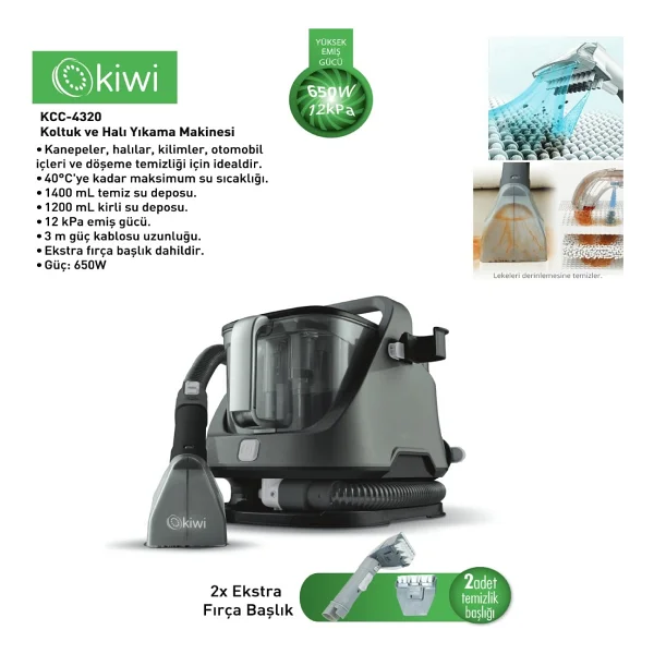 Kiwi Kcc-4320 Siyah Koltuk Ve Halı Yıkama Makinesi - Görsel 2