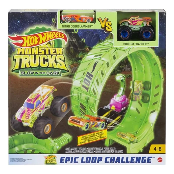 Hot Wheels Monster Trucks Karanlıkta Parlayan Çemberde Yarış Seti Hbn02 - Görsel 4